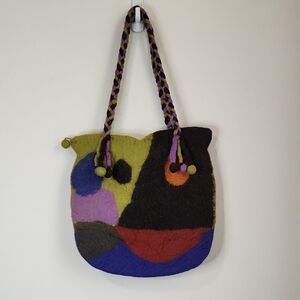 Rising Tide Multicolor Abstract 100% Wool Shoulder Bag